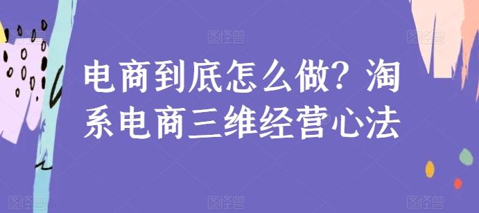 电商到底怎么做？淘系电商三维经营心法-简创项目网