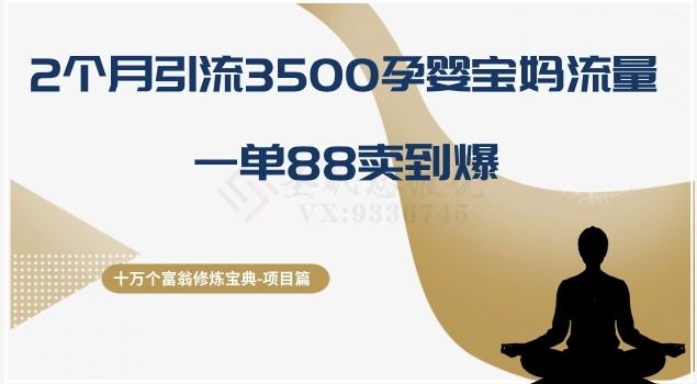 十万个富翁修炼宝典之13.2个月引流3500孕婴宝妈流量，一单88卖到爆-简创项目网