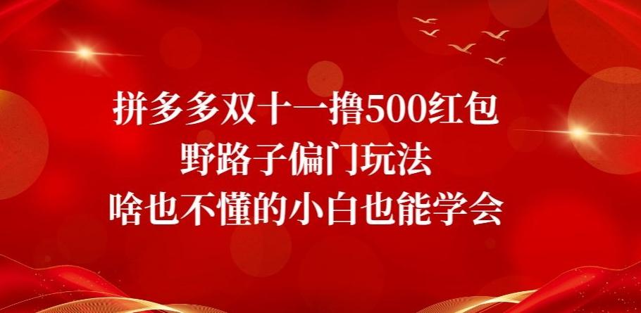 拼多多双十一撸500红包野路子偏门玩法，啥也不懂的小白也能学会【揭秘】-简创项目网