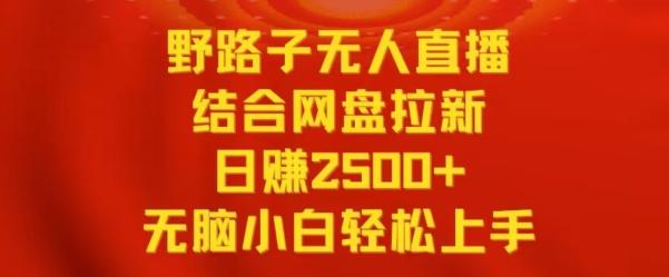 野路子无人直播结合网盘拉新，日赚2500+，小白无脑轻松上手【揭秘】-简创项目网