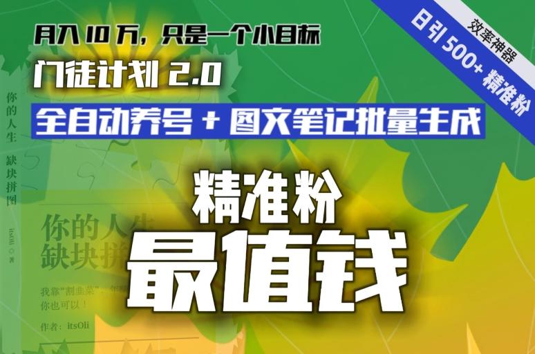 【流量就是钱】日引流500+各类目精准粉神器：全自动养号+图文批量生成。从此流量不愁，变现无忧！-简创项目网